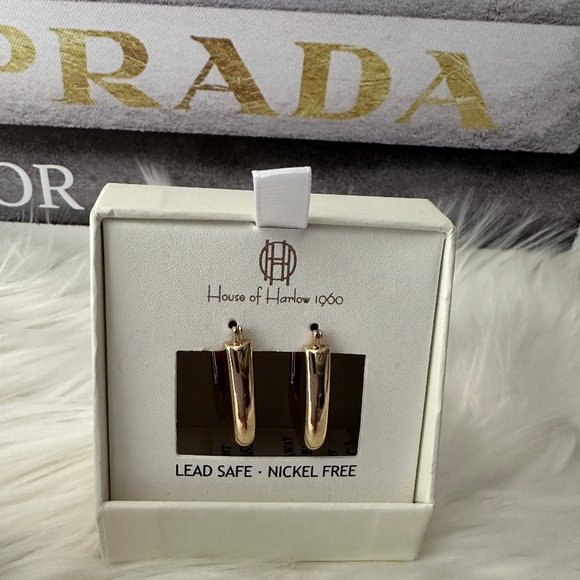 NWT House of Harlow 1960 Square Hoop Earrings - Picture 2 of 7
